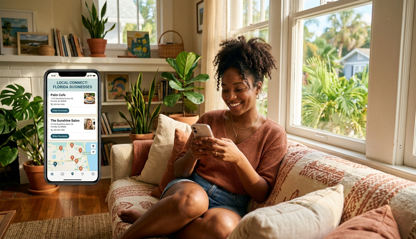 Black Owned Florida business directory app on smartphone