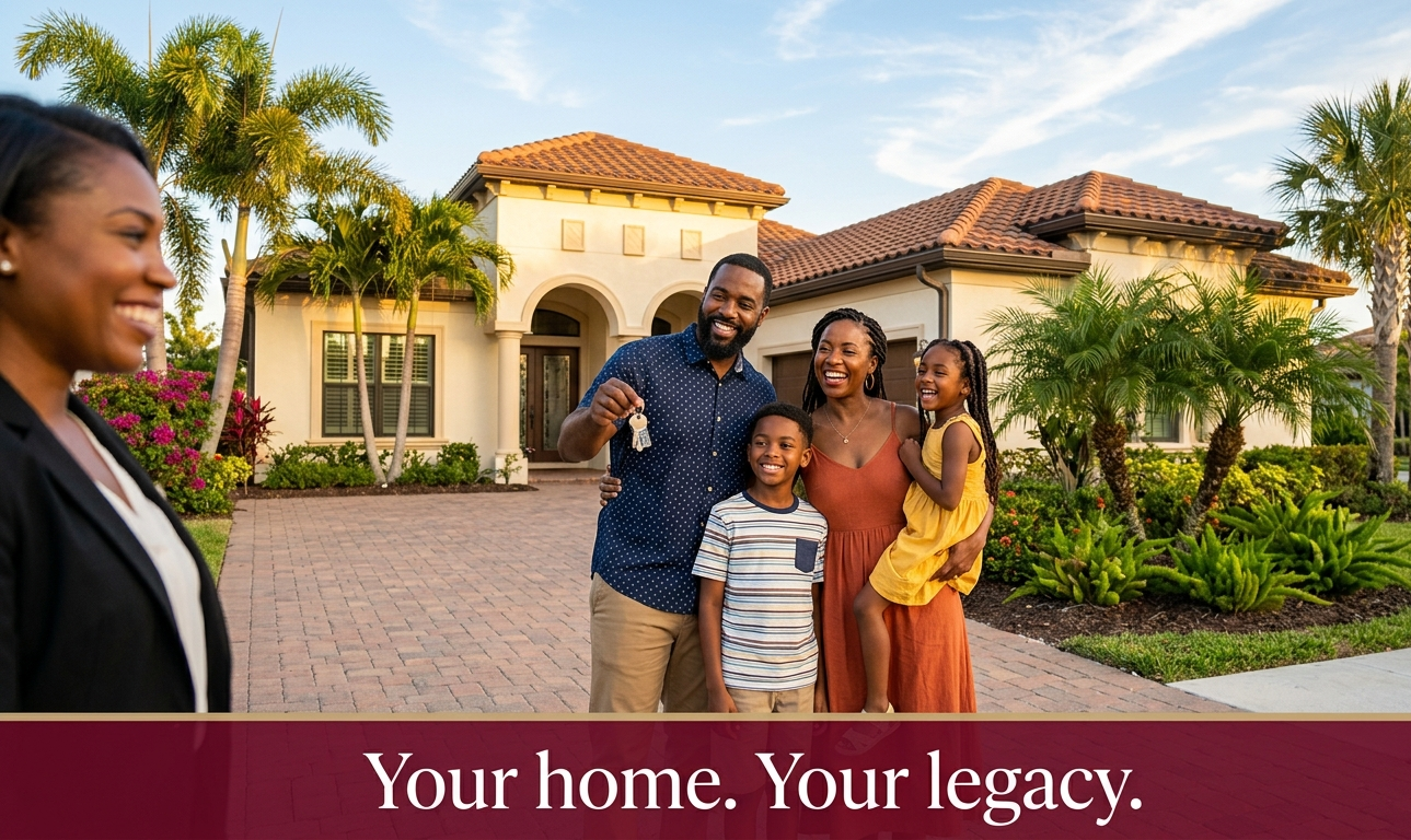 Black family celebrating homeownership in Florida — down payment assistance programs helped make it possible