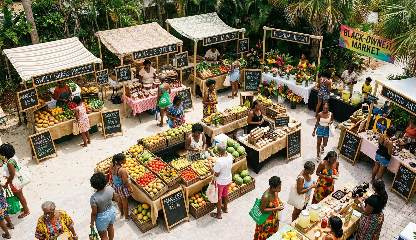 Black-owned farmers market and pop-up event in Florida — support Black businesses