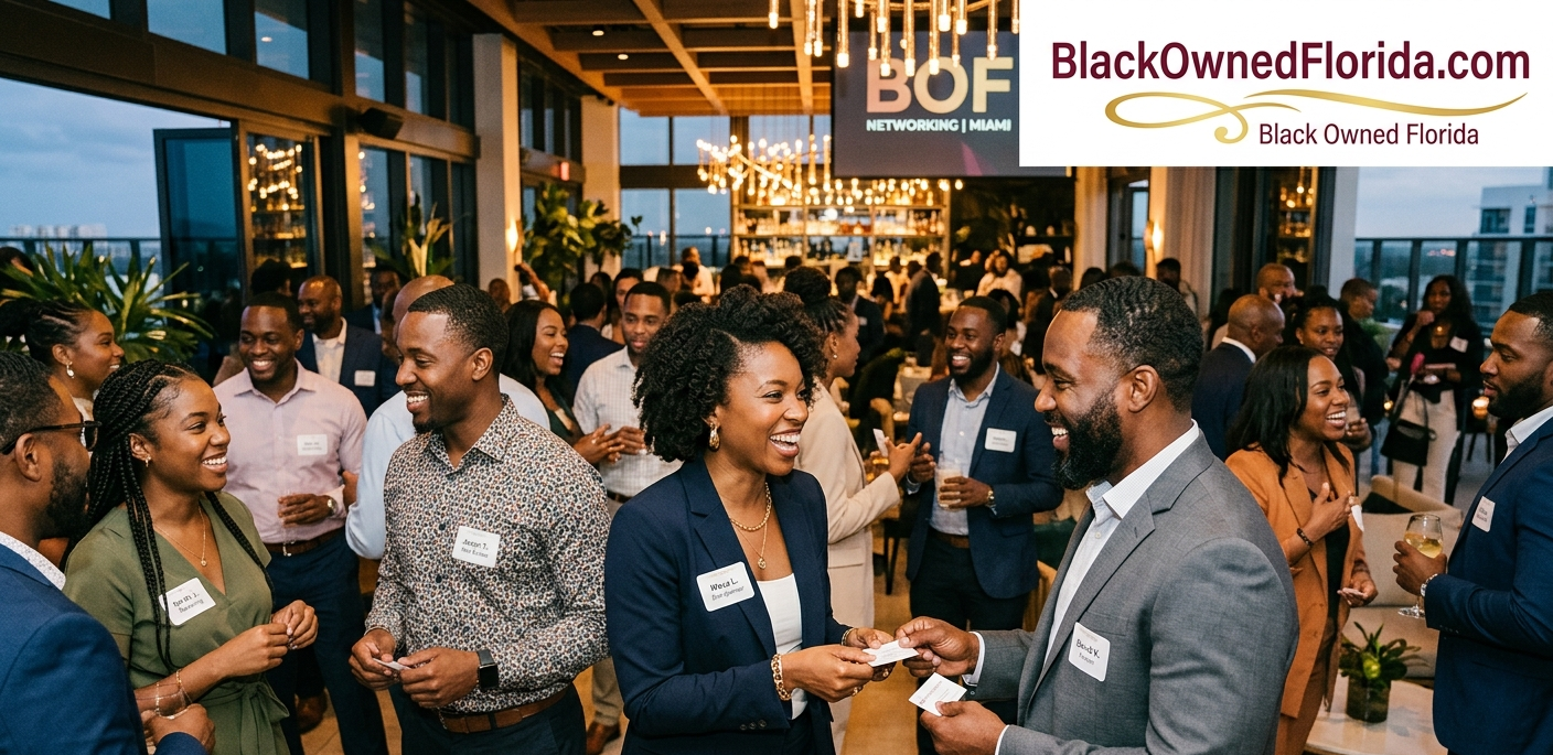 Black professionals networking at a Florida business community event — chambers, organizations, and directories that support Black entrepreneurs
