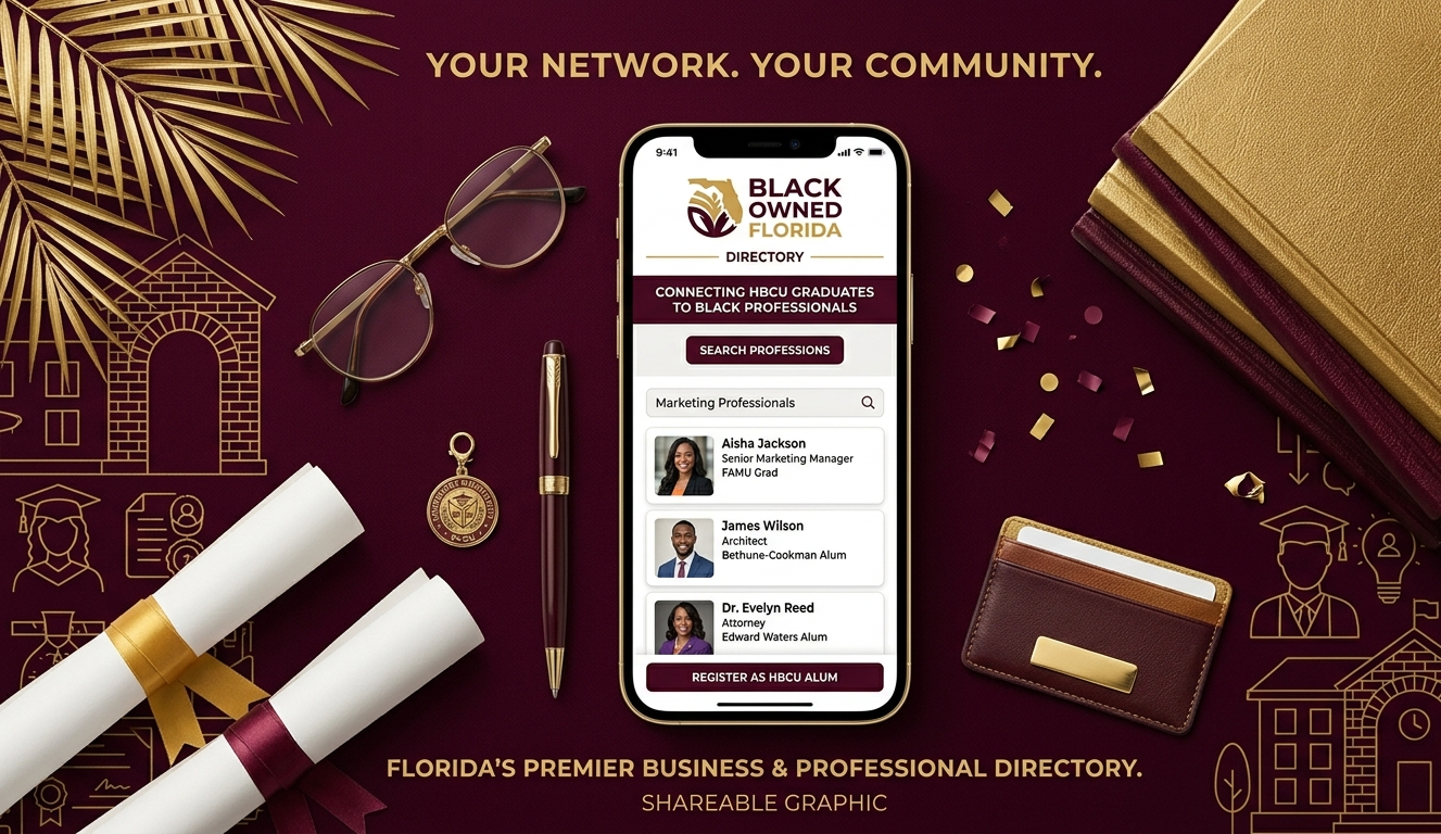 Black Owned Florida directory connecting HBCU graduates to Black professionals