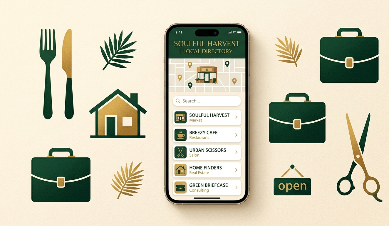 Smartphone showing a Black-owned business directory search screen — Black Owned Florida